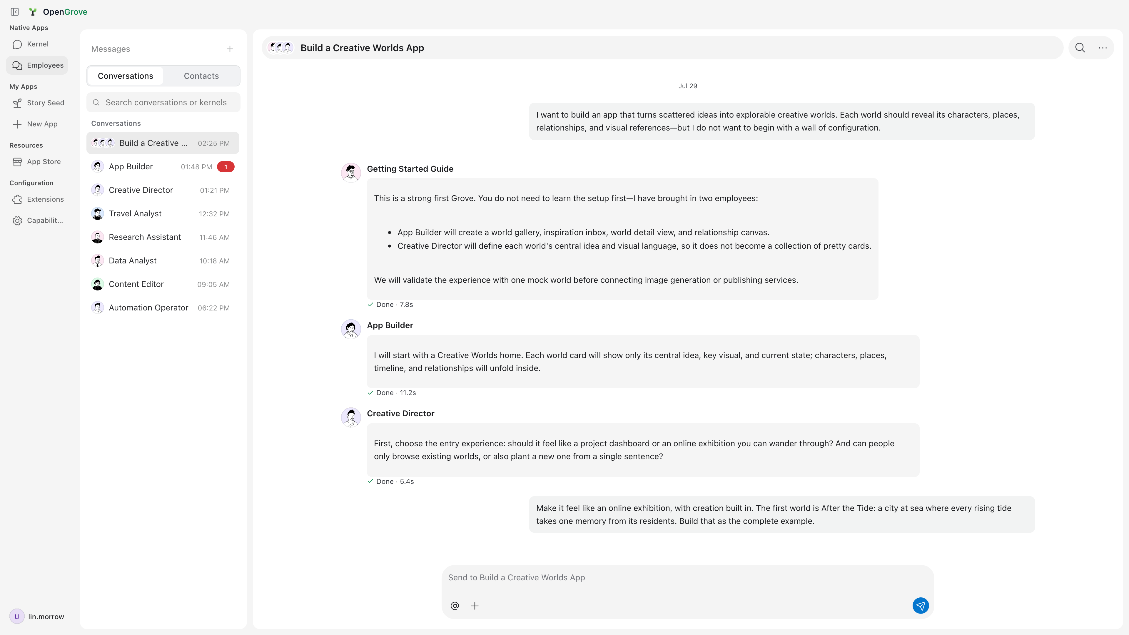 OpenGrove employee collaboration interface