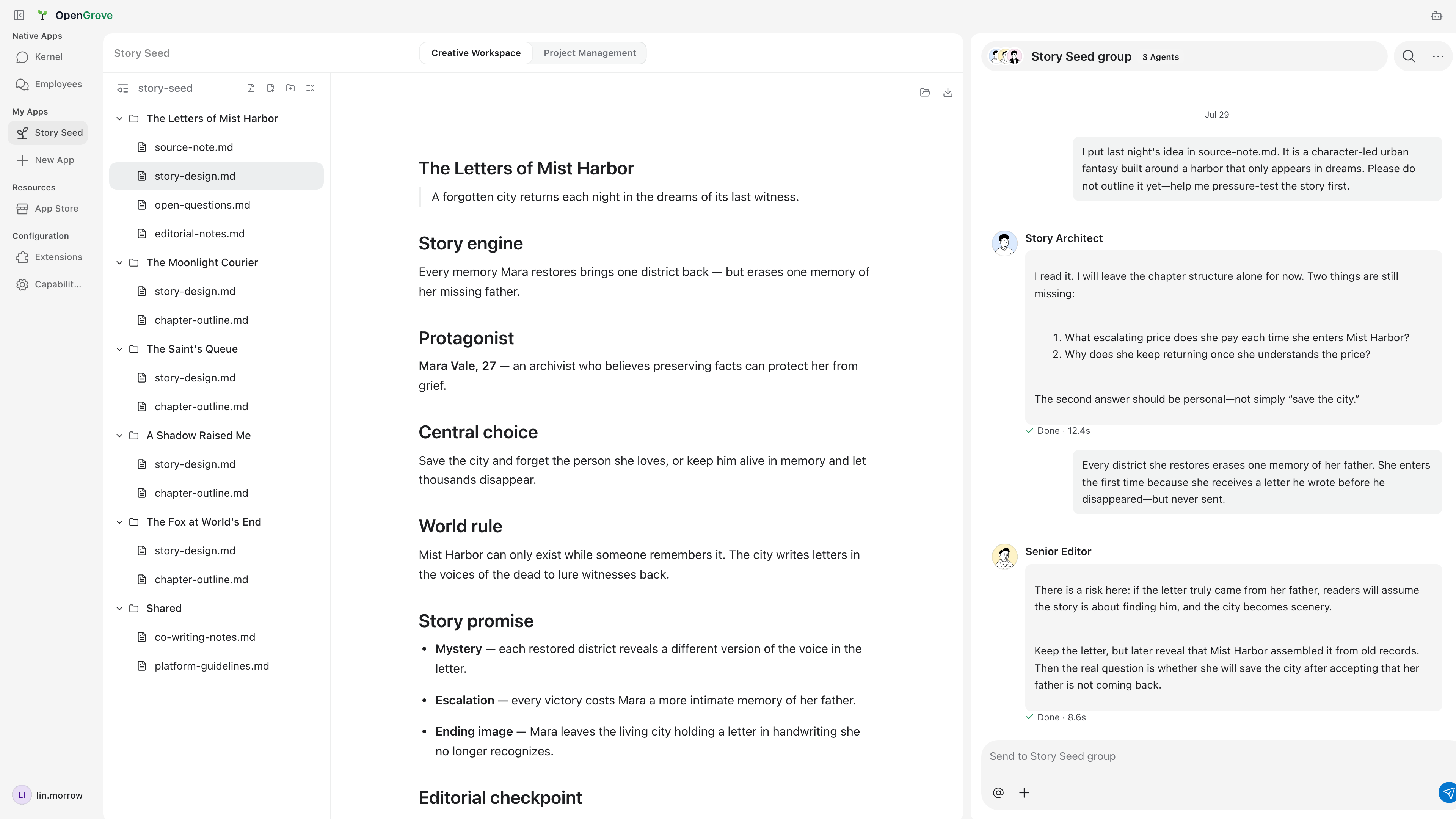 Story Seed marketplace workspace